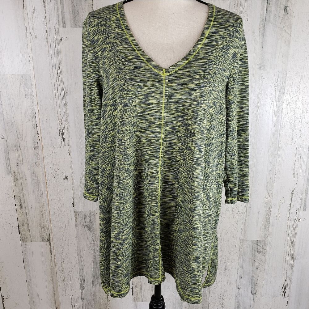 Neon Buddha Gray Space Dyed V-Neck Tee Sz M